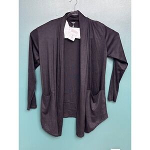 COOFANDY Black Open Front Cardigan Shawl Collar Lightweight Pocket Sweater